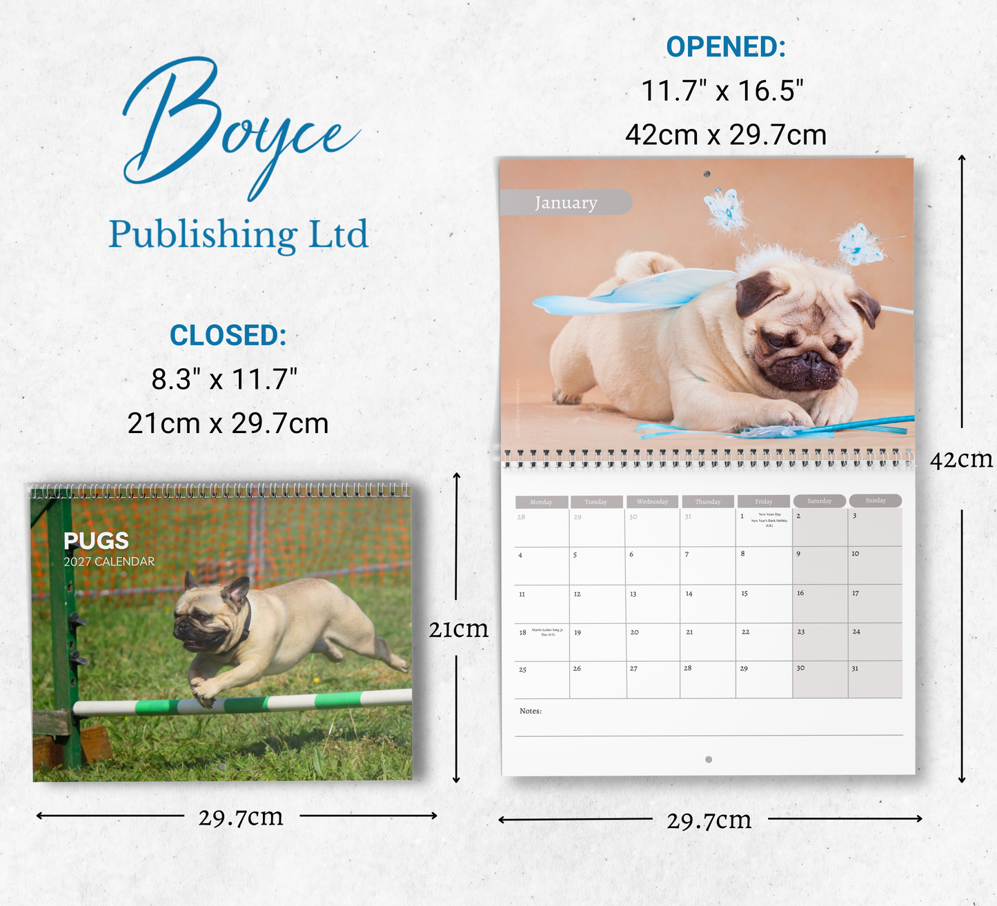 Pug Calendar 2027