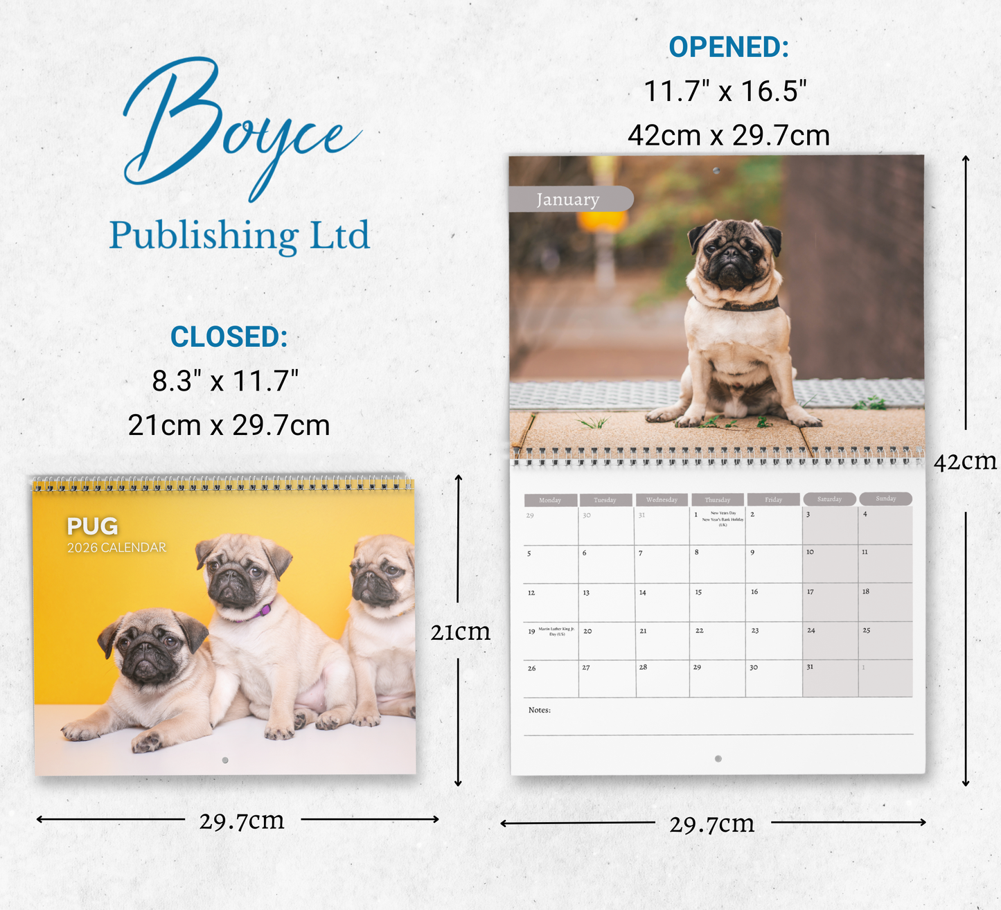 Pug Calendar 2026
