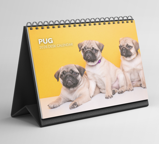 Pug Desk Calendar 2026-2027