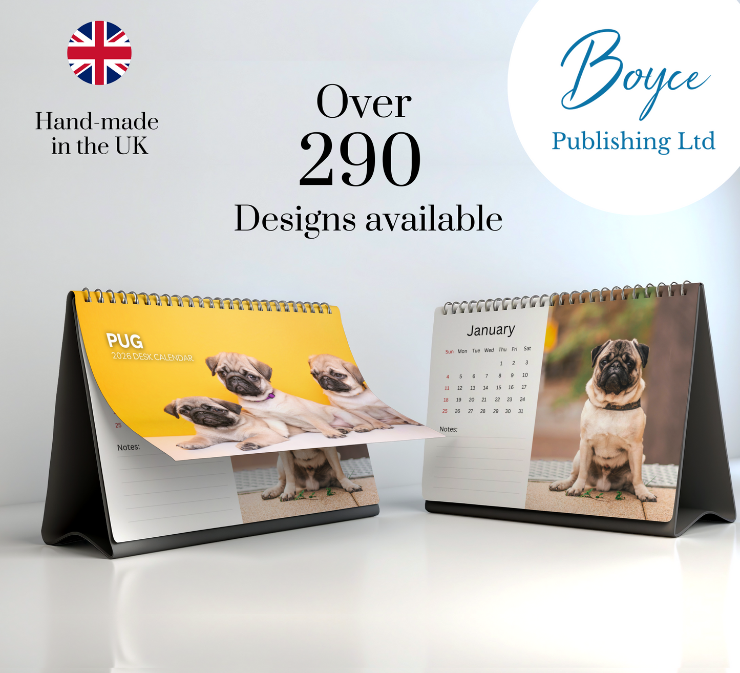 Pug Desk Calendar 2026-2027