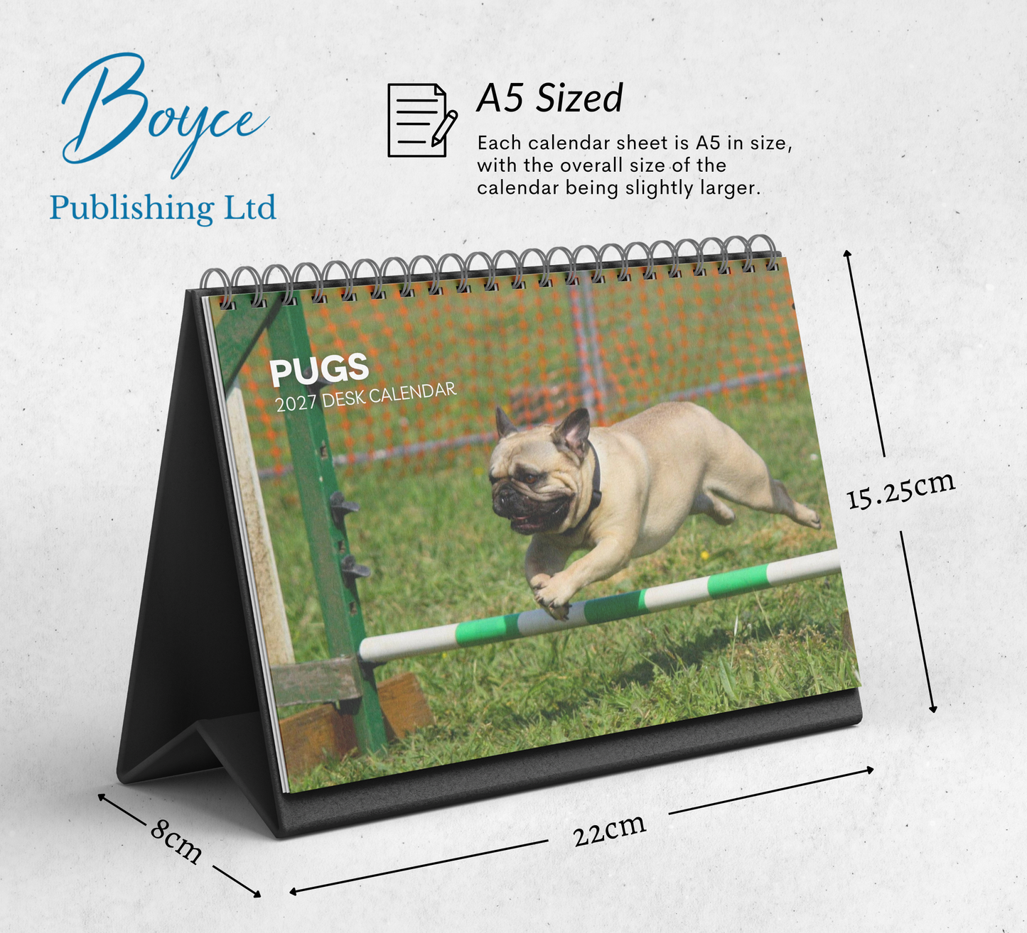 Pug Desk Calendar 2027-2028