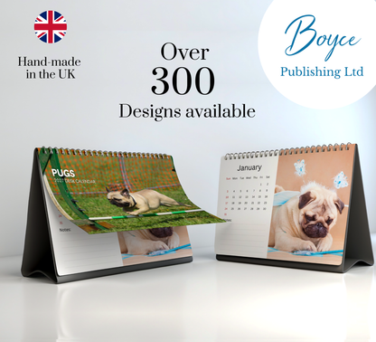 Pug Desk Calendar 2027-2028