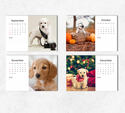 Puppy Desk Calendar 2027-2028