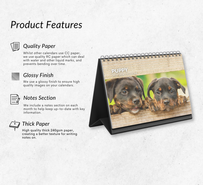 Puppy Desk Calendar 2027-2028