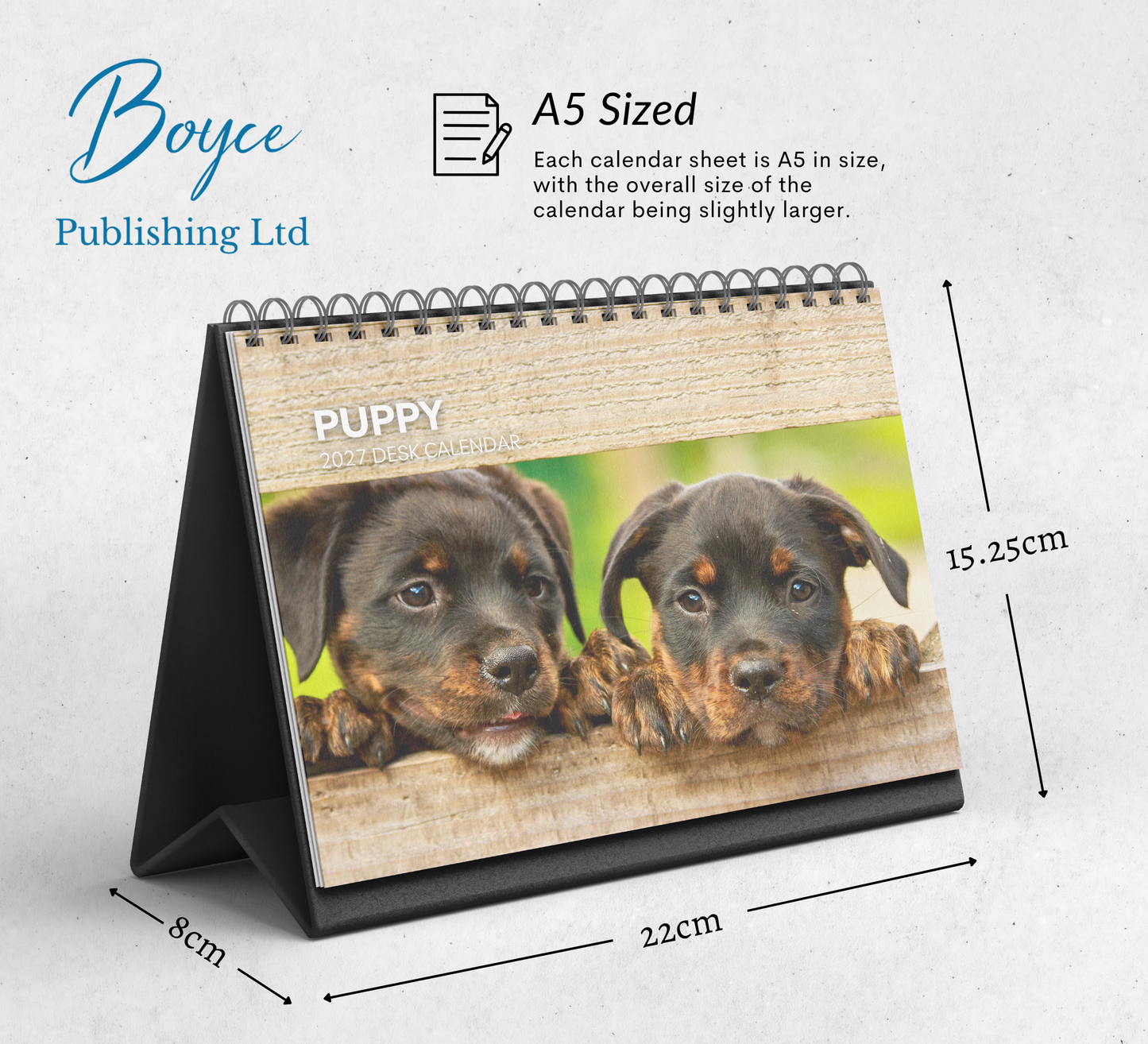Puppy Desk Calendar 2027-2028