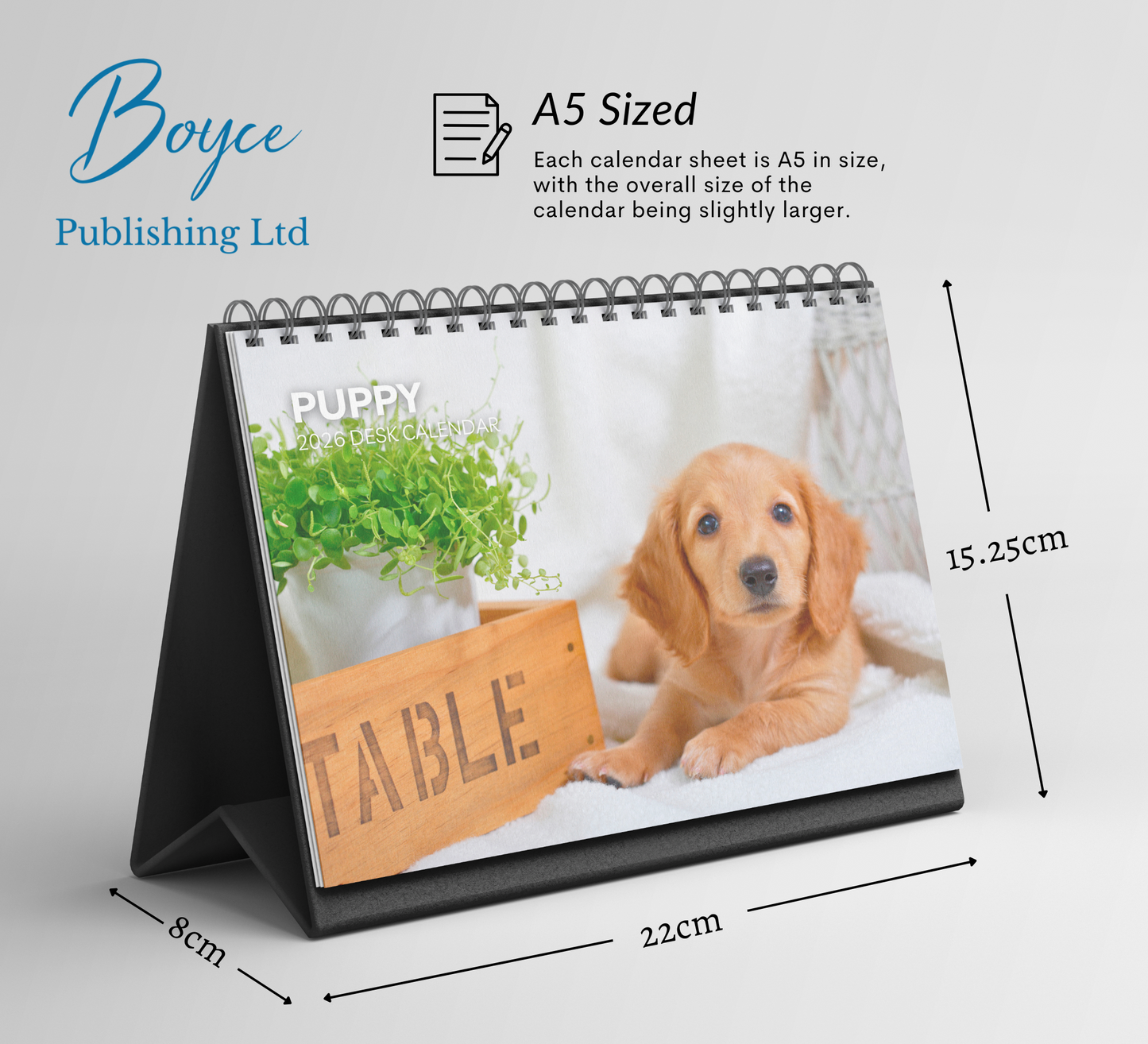 Puppy Desk Calendar 2026-2027