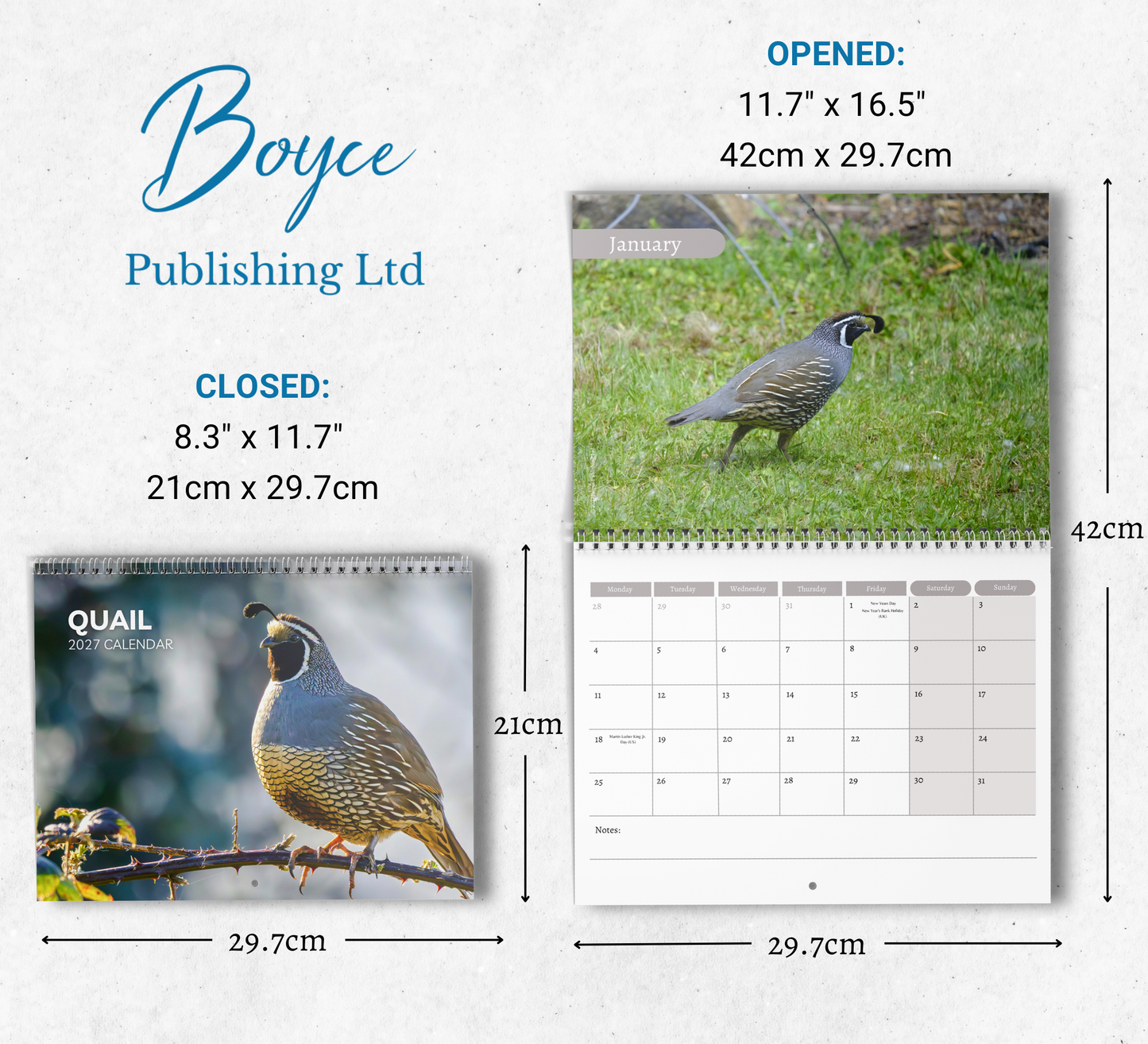 Quail Calendar 2027