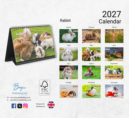 Rabbit Desk Calendar 2027-2028