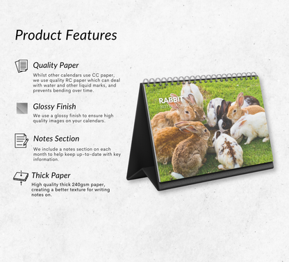Rabbit Desk Calendar 2027-2028