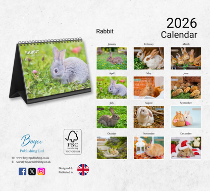 Rabbit Desk Calendar 2026-2027