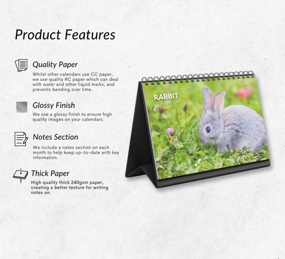 Rabbit Desk Calendar 2026-2027