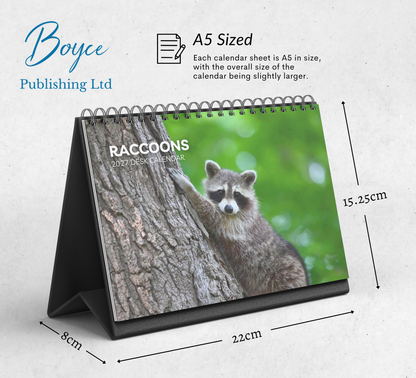 Raccoon Desk Calendar 2027-2028
