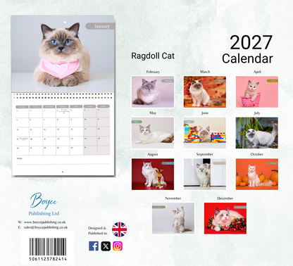 Ragdoll Cat Calendar 2027