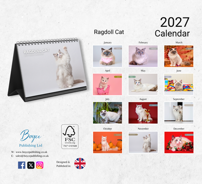 Ragdoll Cat Desk Calendar 2027-2028