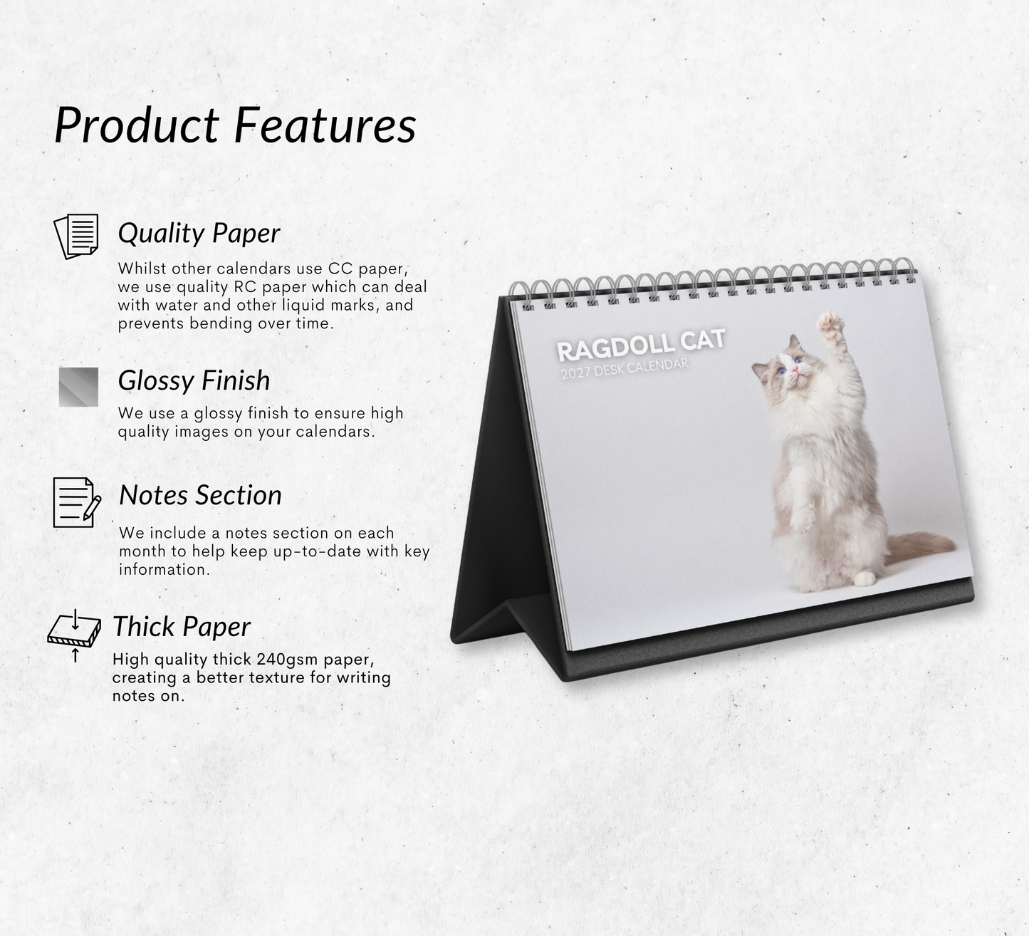 Ragdoll Cat Desk Calendar 2027-2028
