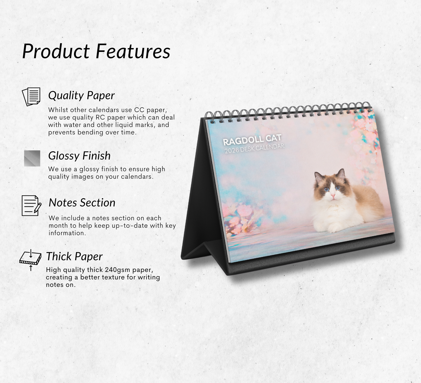 Ragdoll Cat Desk Calendar 2026-2027