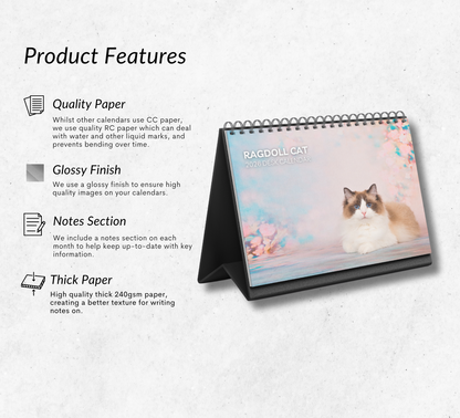 Ragdoll Cat Desk Calendar 2026-2027