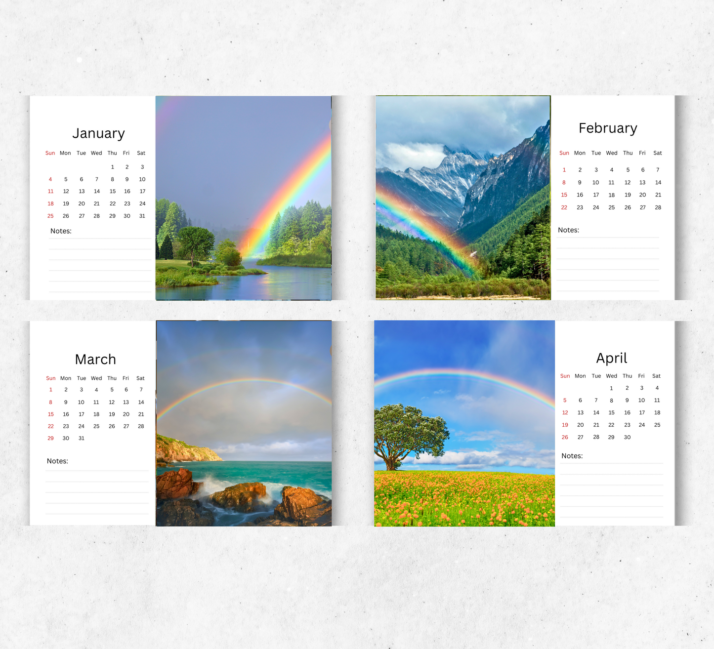 Rainbows Desk Calendar 2026-2027