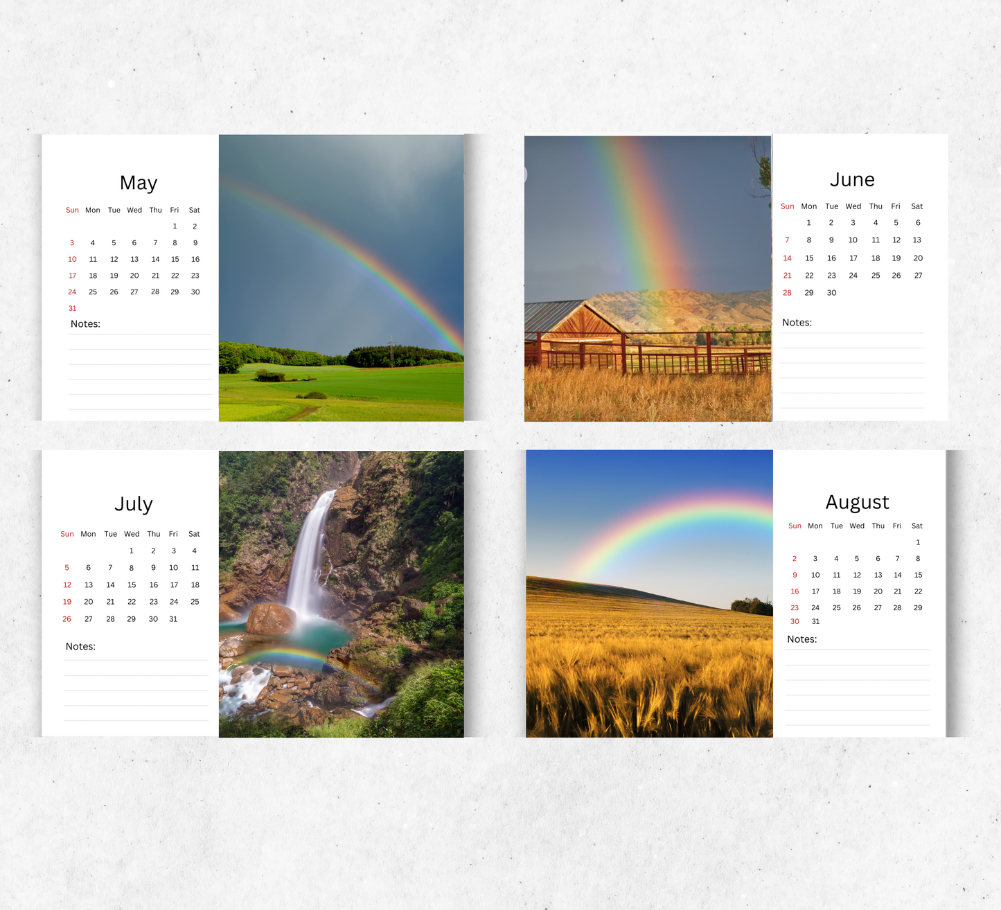 Rainbows Desk Calendar 2026-2027