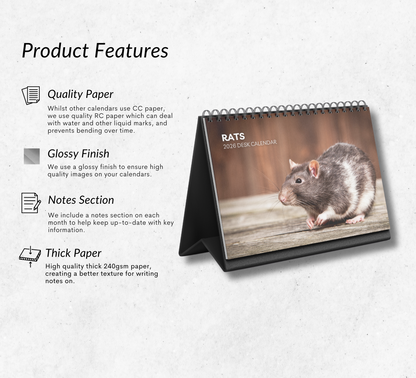 Rat Desk Calendar 2026-2027