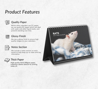 Rat Desk Calendar 2027-2028