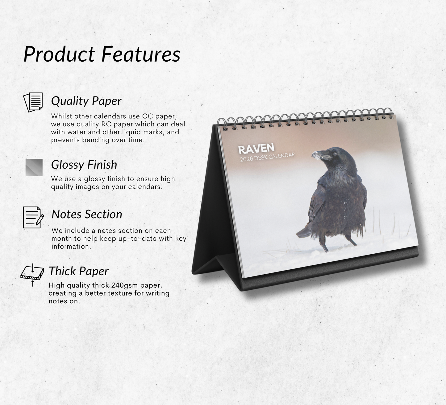 Raven Desk Calendar 2026-2027