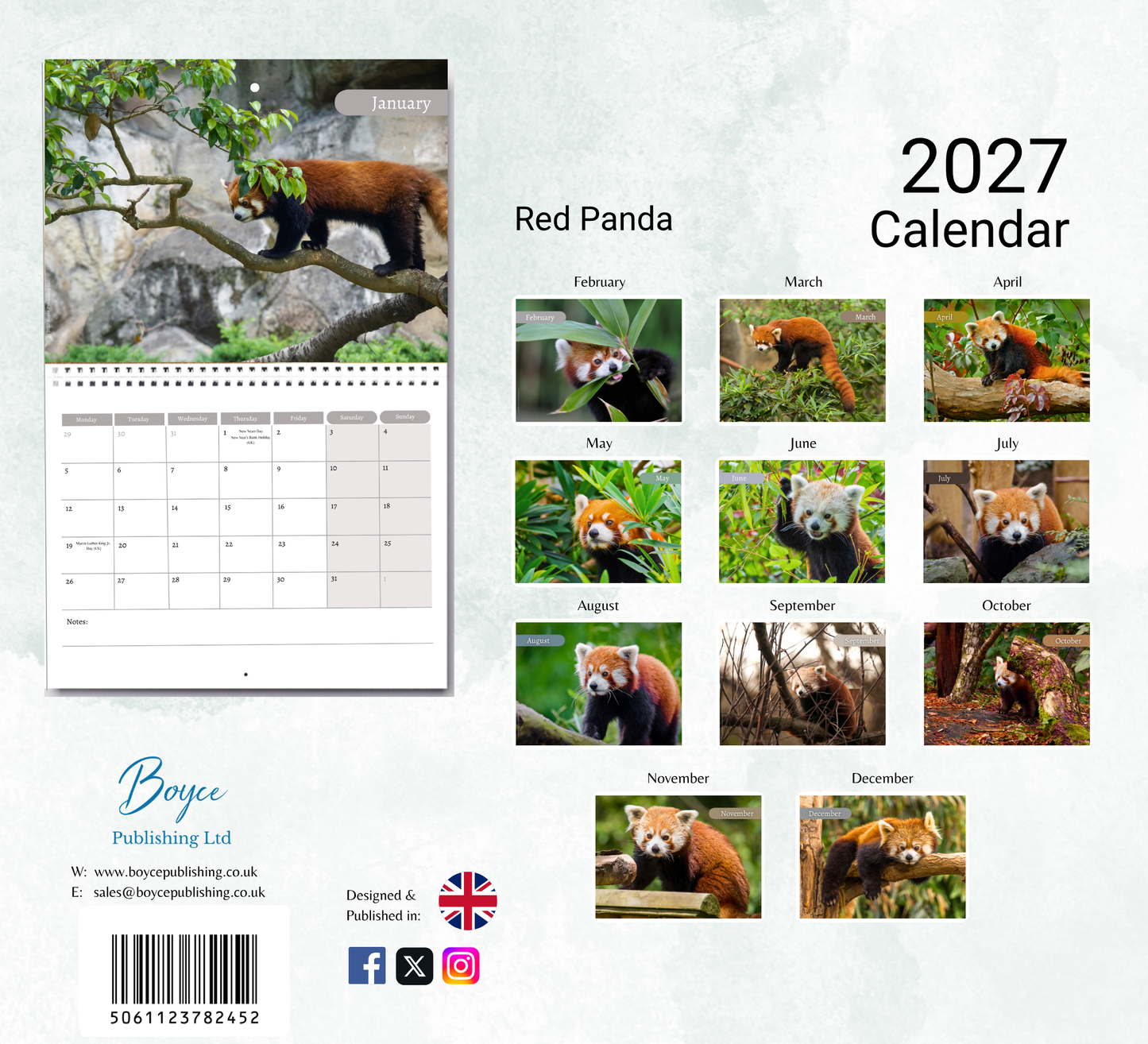 Red Panda Calendar 2027