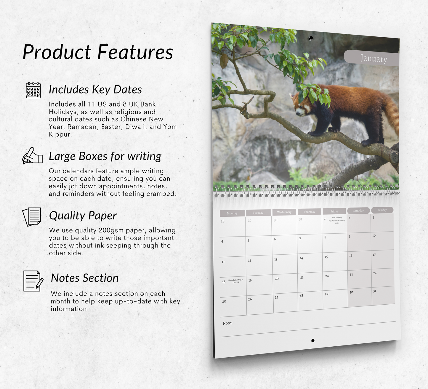 Red Panda Calendar 2027