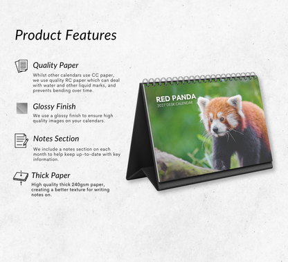 Red Panda Desk Calendar 2027-2028