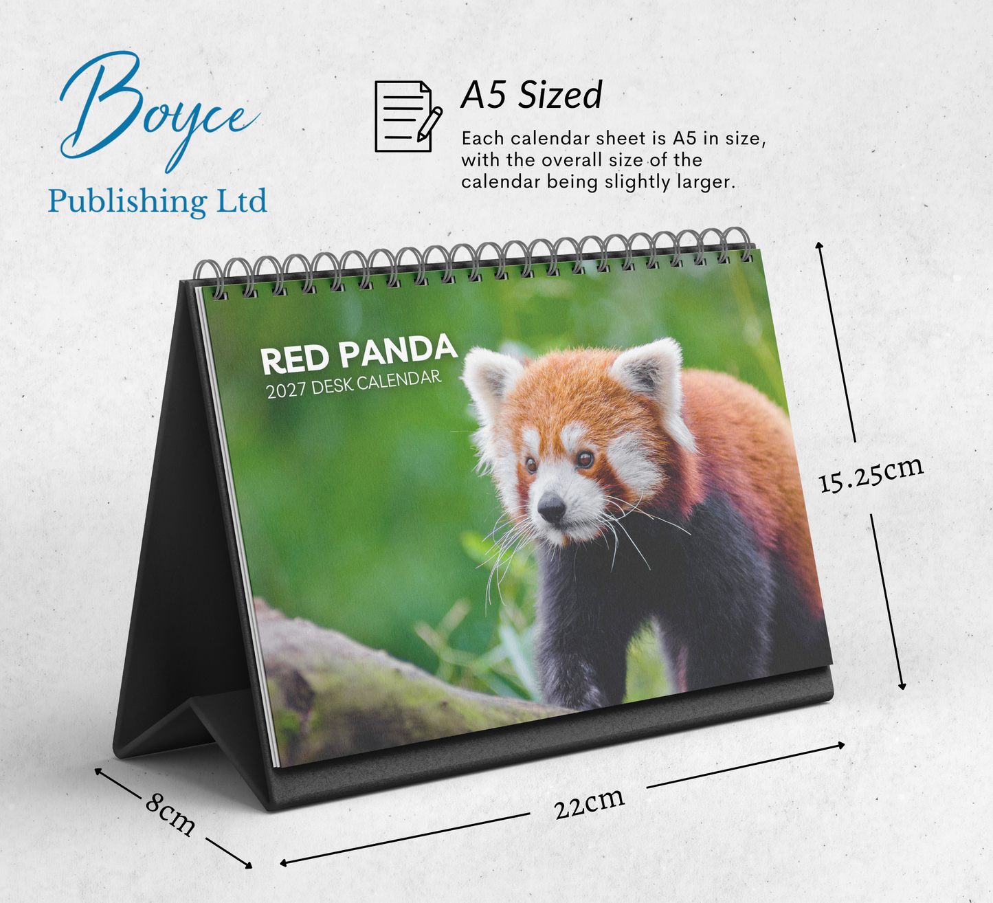 Red Panda Desk Calendar 2027-2028