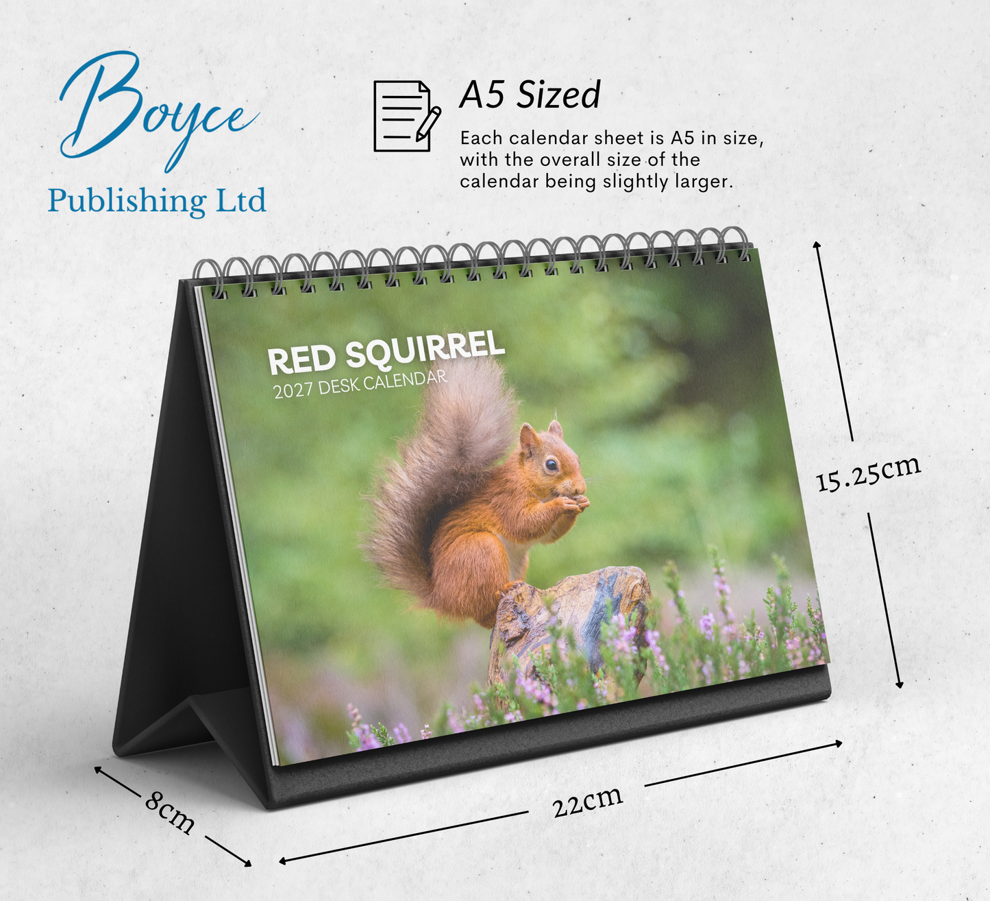 Red Squirrel Desk Calendar 2027-2028