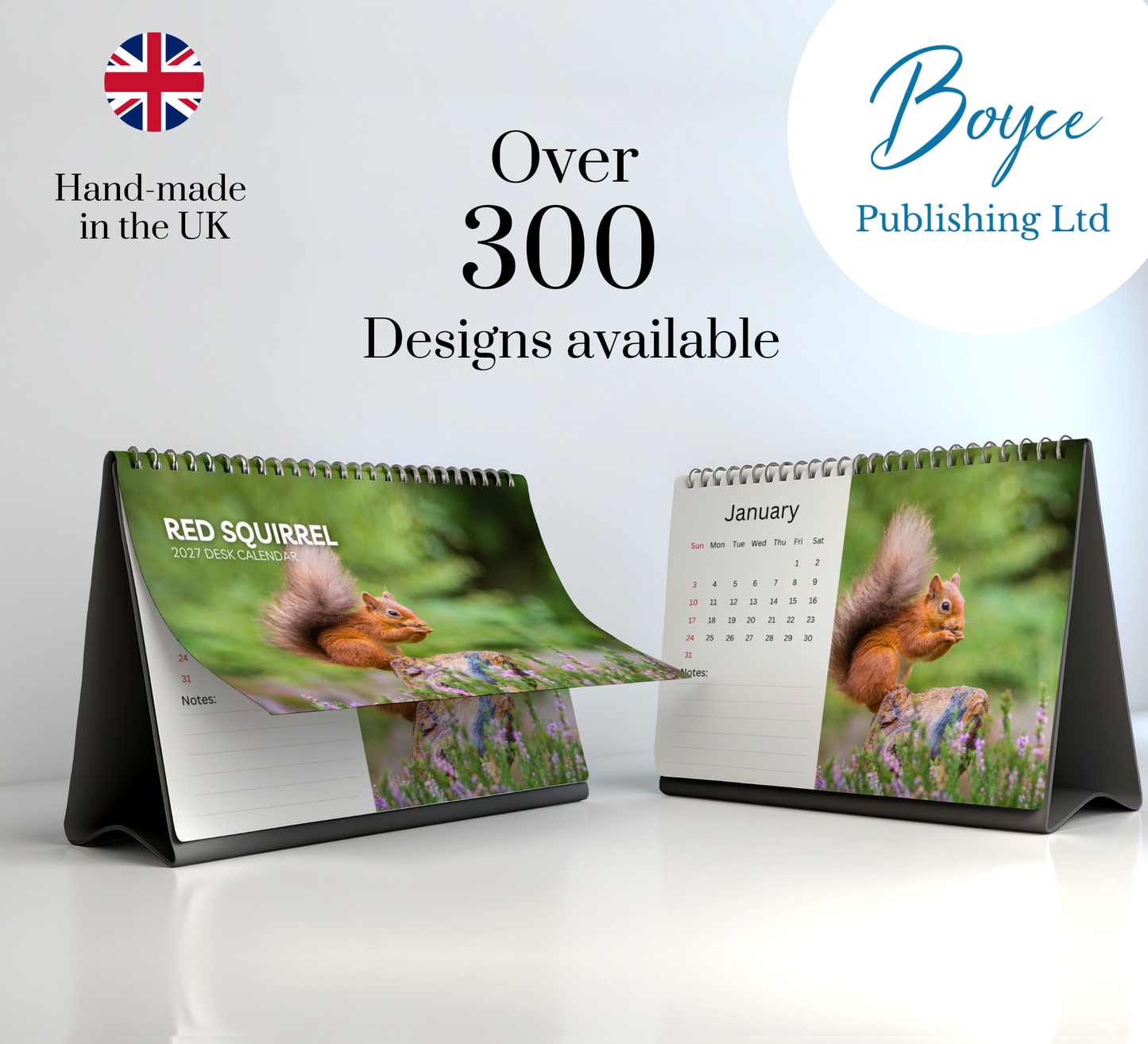 Red Squirrel Desk Calendar 2027-2028