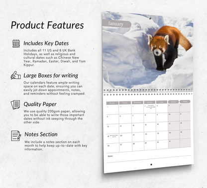 Red Panda Calendar 2026