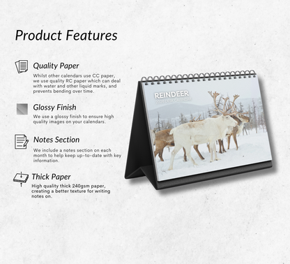 Reindeer Desk Calendar 2026-2027