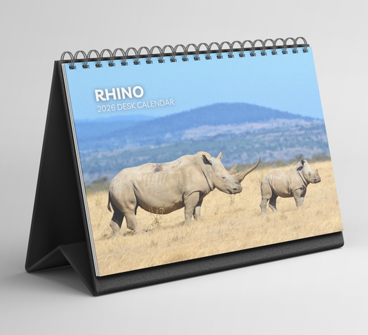 Rhino Desk Calendar 2026-2027