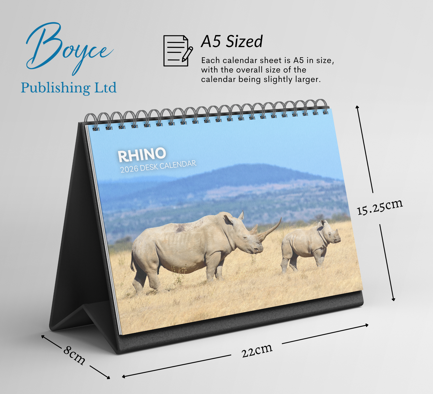 Rhino Desk Calendar 2026-2027