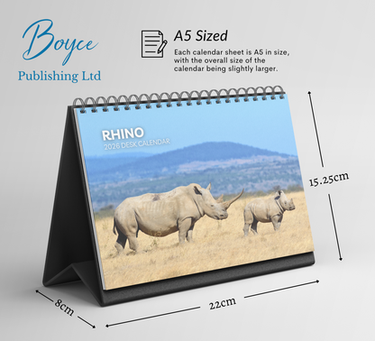 Rhino Desk Calendar 2026-2027