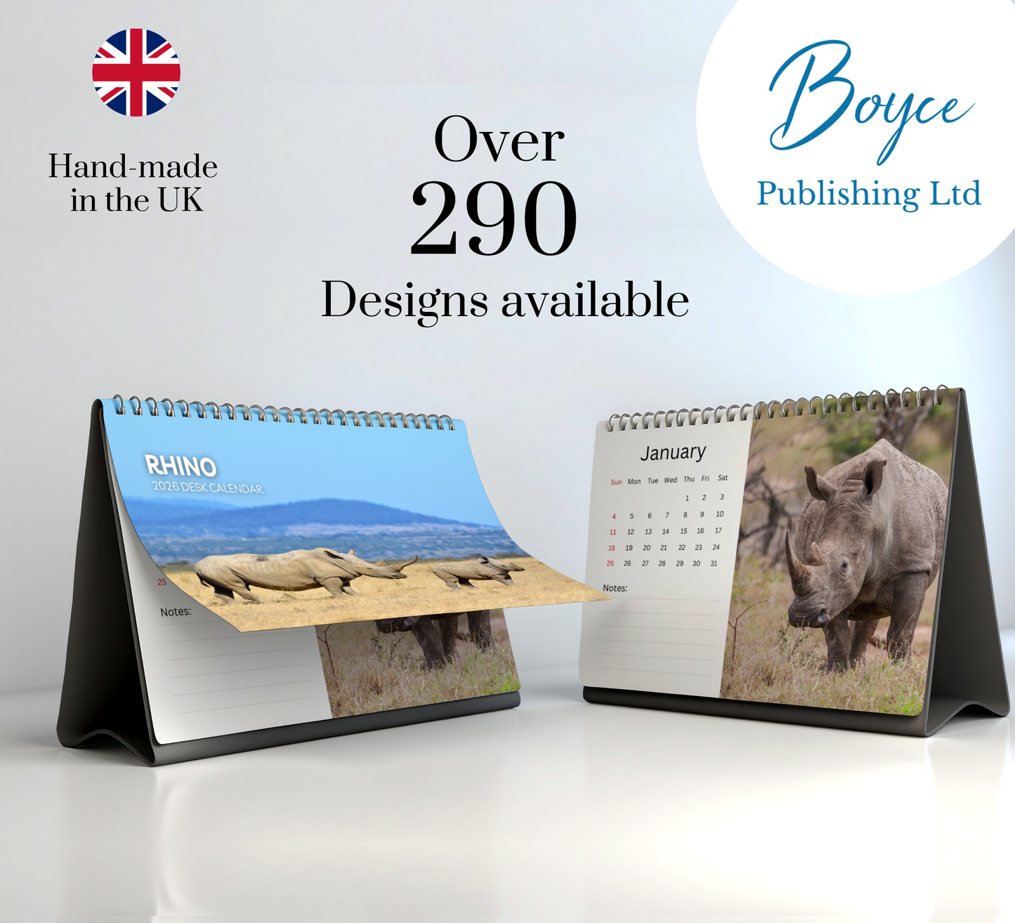 Rhino Desk Calendar 2026-2027
