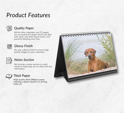 Rhodesian Ridgeback Desk Calendar 2027-2028