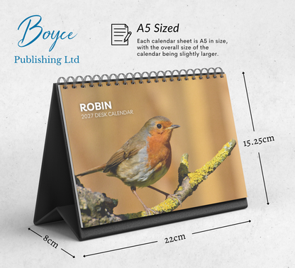Robin Desk Calendar 2027-2028