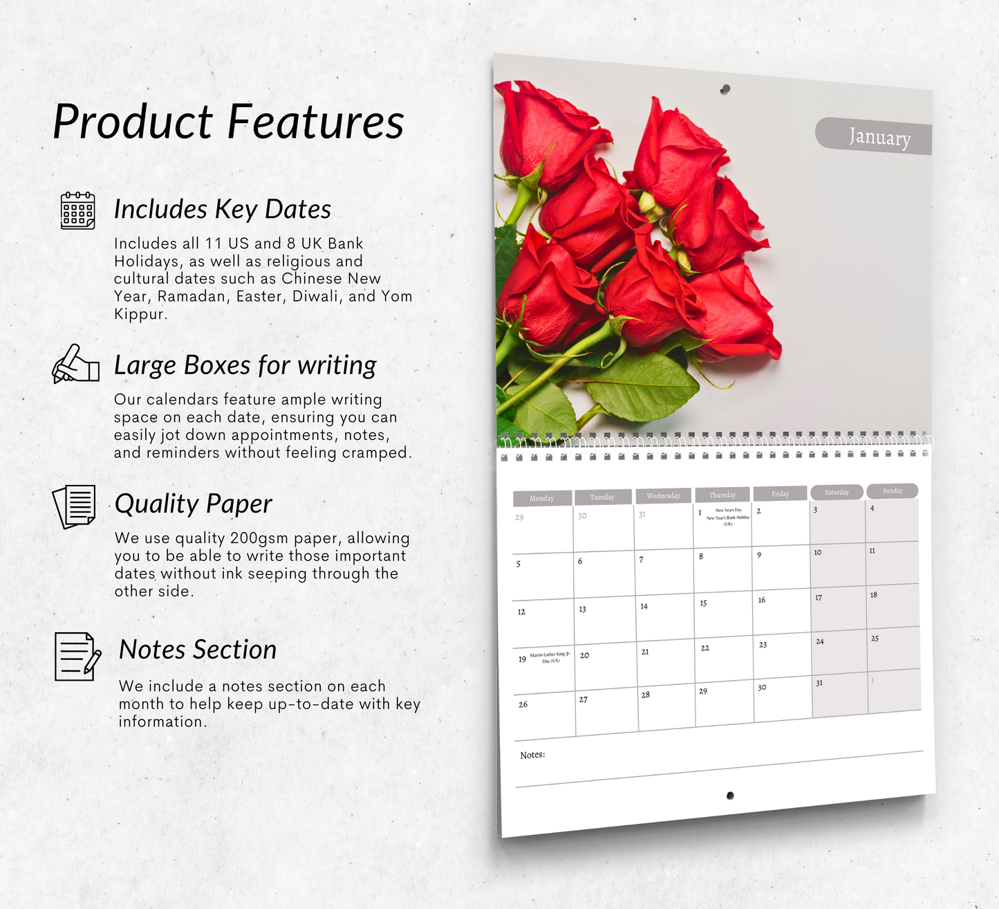 Roses Calendar 2026