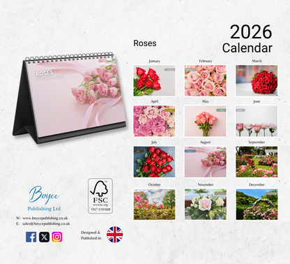 Roses Desk Calendar 2026-2027