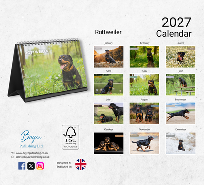 Rottweiler Desk Calendar 2027-2028