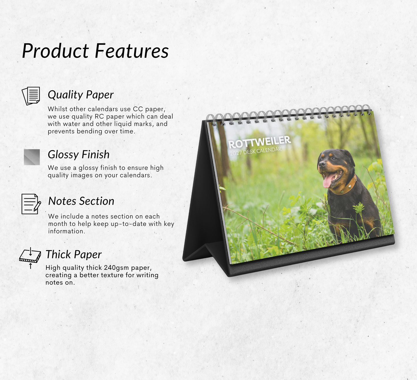 Rottweiler Desk Calendar 2027-2028