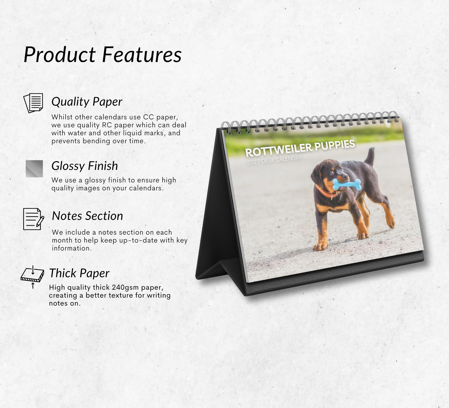 Rottweiler Puppies Desk Calendar 2027-2028