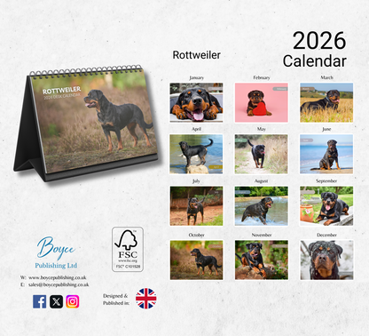 Rottweiler Desk Calendar 2026-2027