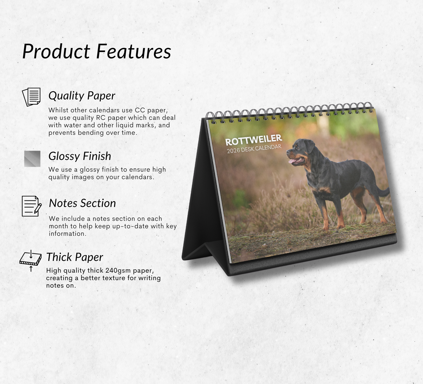 Rottweiler Desk Calendar 2026-2027