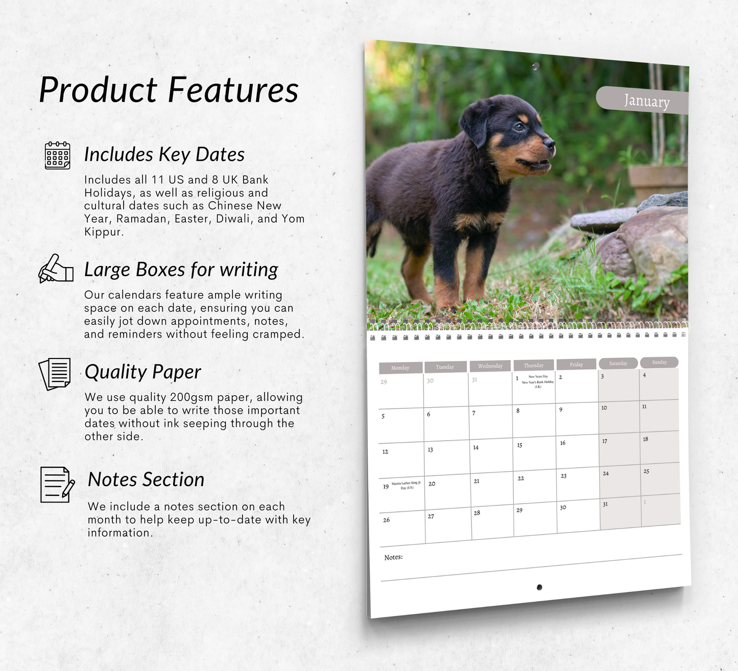 Rottweiler Puppies Calendar 2026