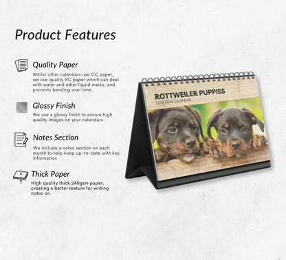 Rottweiler Puppies Desk Calendar 2026-2027