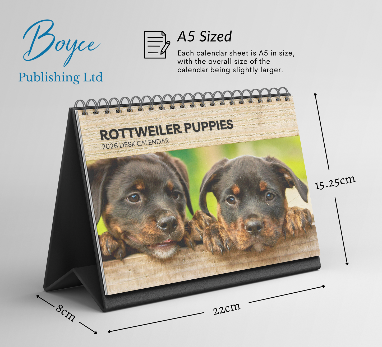 Rottweiler Puppies Desk Calendar 2026-2027